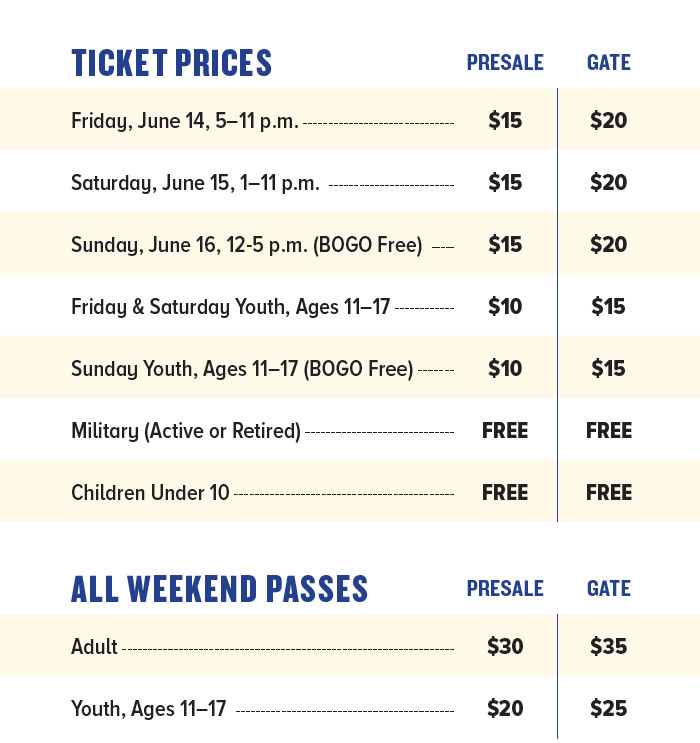 Creekside Blues & Jazz Festival Prices